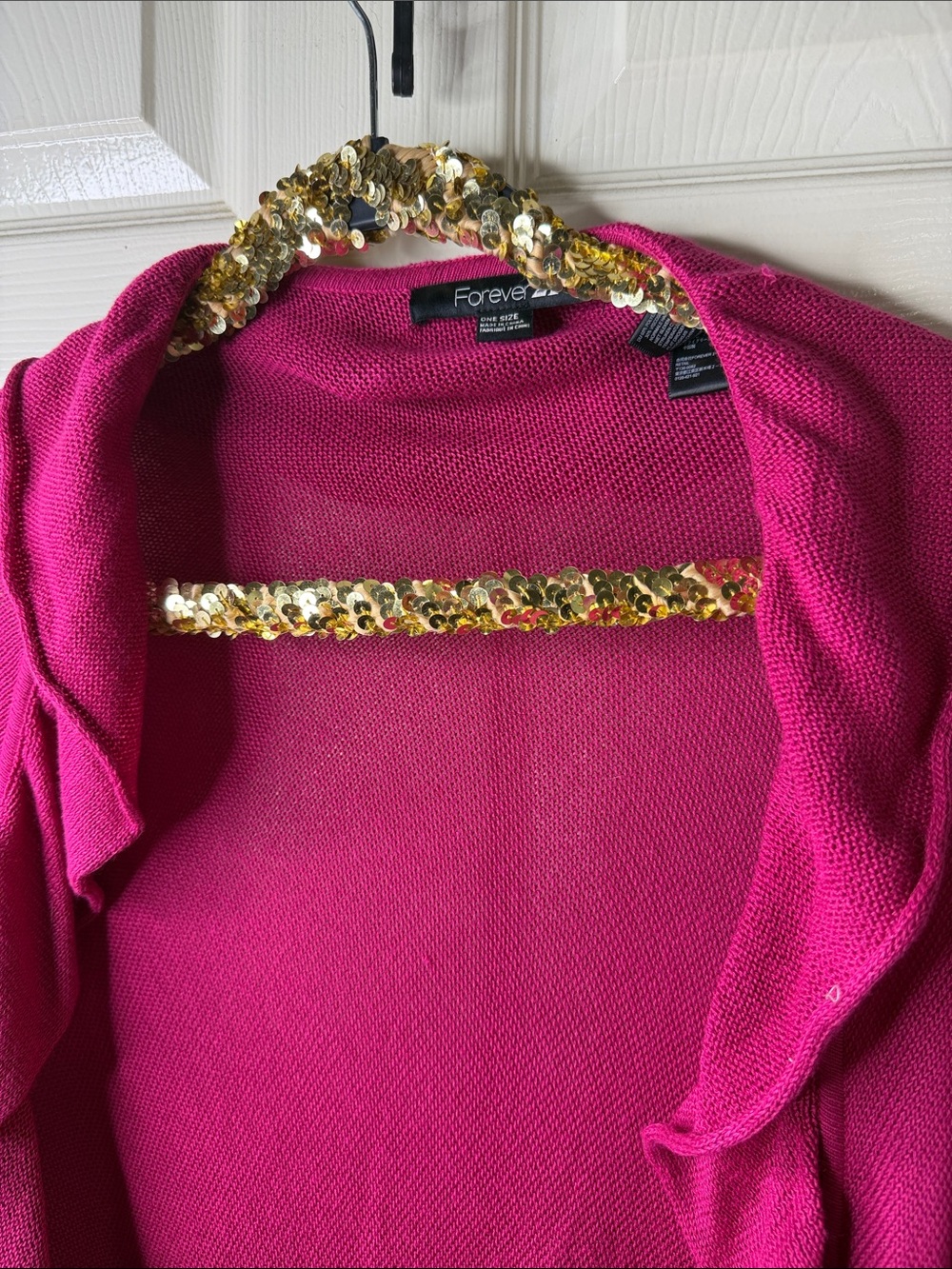 Forever 21 Hot Pink Ruffle Open-Front Cardigan - Picture 2 of 4